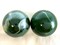 2 Boulders 50mm (1 5/8") FUNGUS Marbles glass ball Green White Iridescent large Swirl